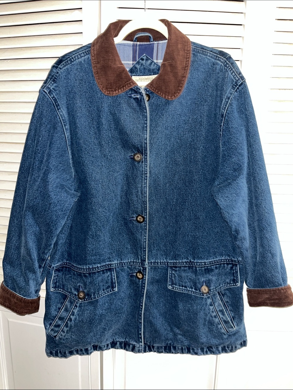 Vintage St. John's Bay blue denim corduroy chore coat barn jacket